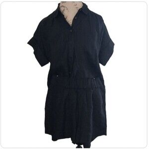 J. CREW Baird McNutt Linen Short Shirt Separates Set Black NWT XS/Small